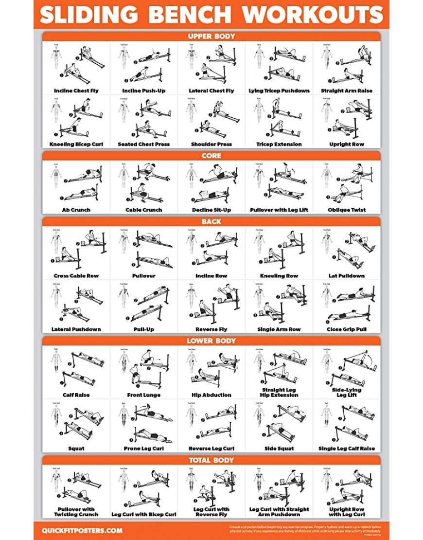 Palace Learning 3er Pack: Bodyweight Workouts + Dehnübungen + Gleitbank – Set mit 3 Workout-Diagrammen - BGHSO923