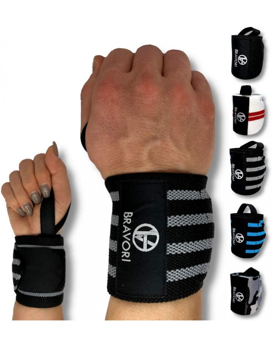 Bravori Handgelenk Bandagen | Wrist Wraps 36 cm Länge | Handgelenkbandage für Fitness Kraftsport Bodybuilding & Crossfit für Frauen und Männer geeignet - BSRTG726