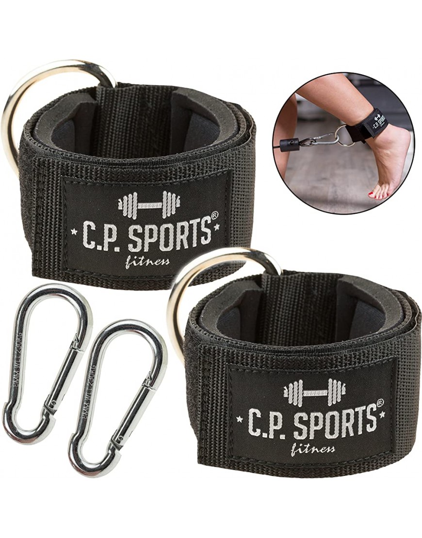 C.P. Sports Hand- und Fußschlaufe Komfort 1 Paar 2 Stück inkl. Karabinerhaken für Kabel und Seilzugstationen - BBKMH15K