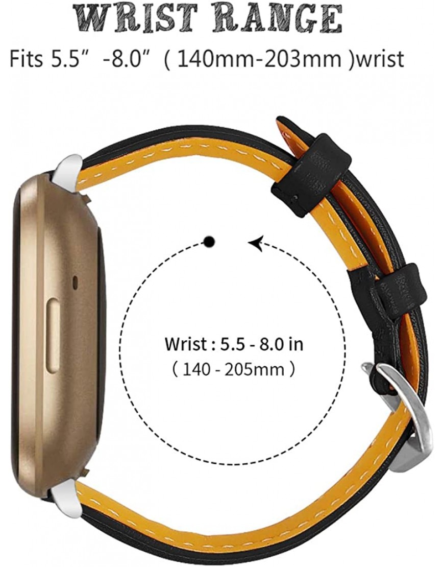 GIMart Lederarmband kompatibel mit Fitbit Versa 3 Sense Damen und Herren schlankes Echtleder-Sportarmband Ersatz-Uhrenarmband für Fitbit Versa 3 Fitness-Smartwatch klein und groß - BCDQAKWH