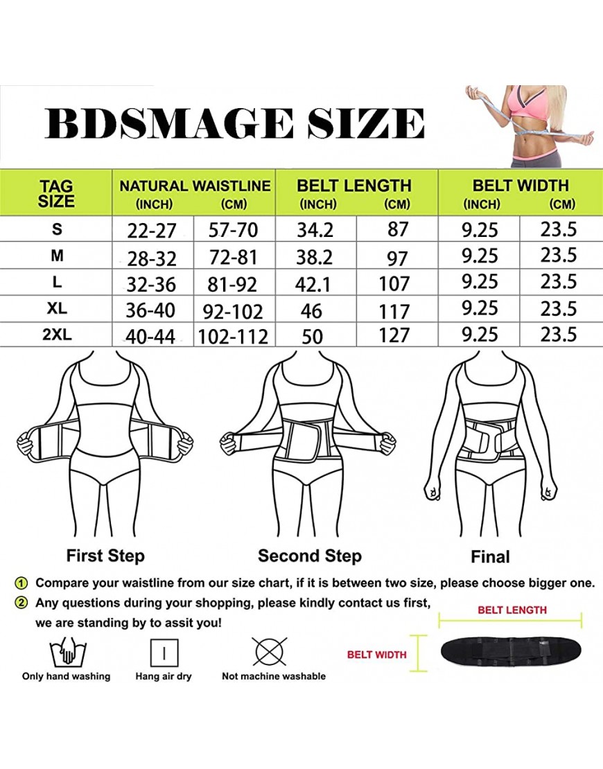 BDSMAGE Damen Bauchweggürtel Taille Trimmer Taillenformer Korsett Fettverbrennung Verstellbarer Fitness Taillengürtel - BEQDOHBN