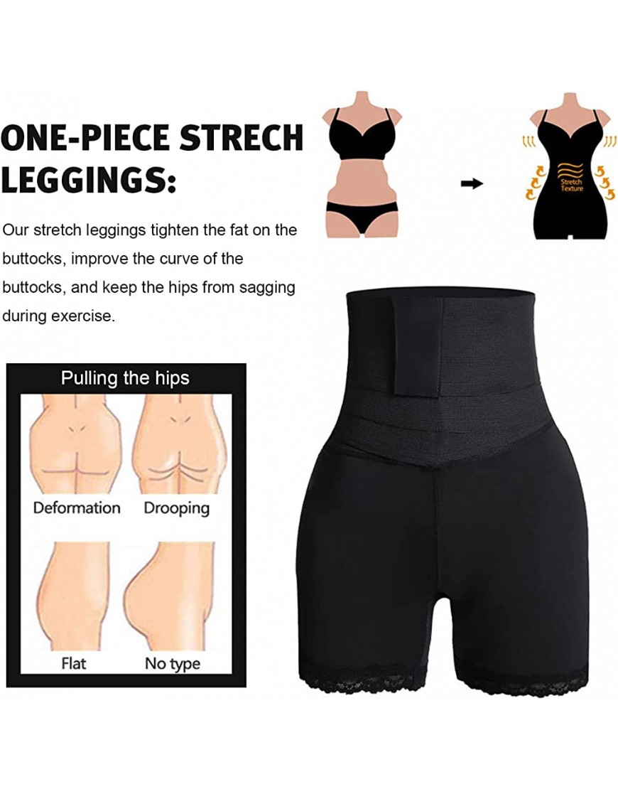imgokaha Taillentrainer für Damen einteiliges Shorts mit Bauchweggürtel Invisible Wrap Waist Trainer Verstellbarer Body Shaper Bauchweg Taillenformer Schwarz Übergröße - BPVCPEAH