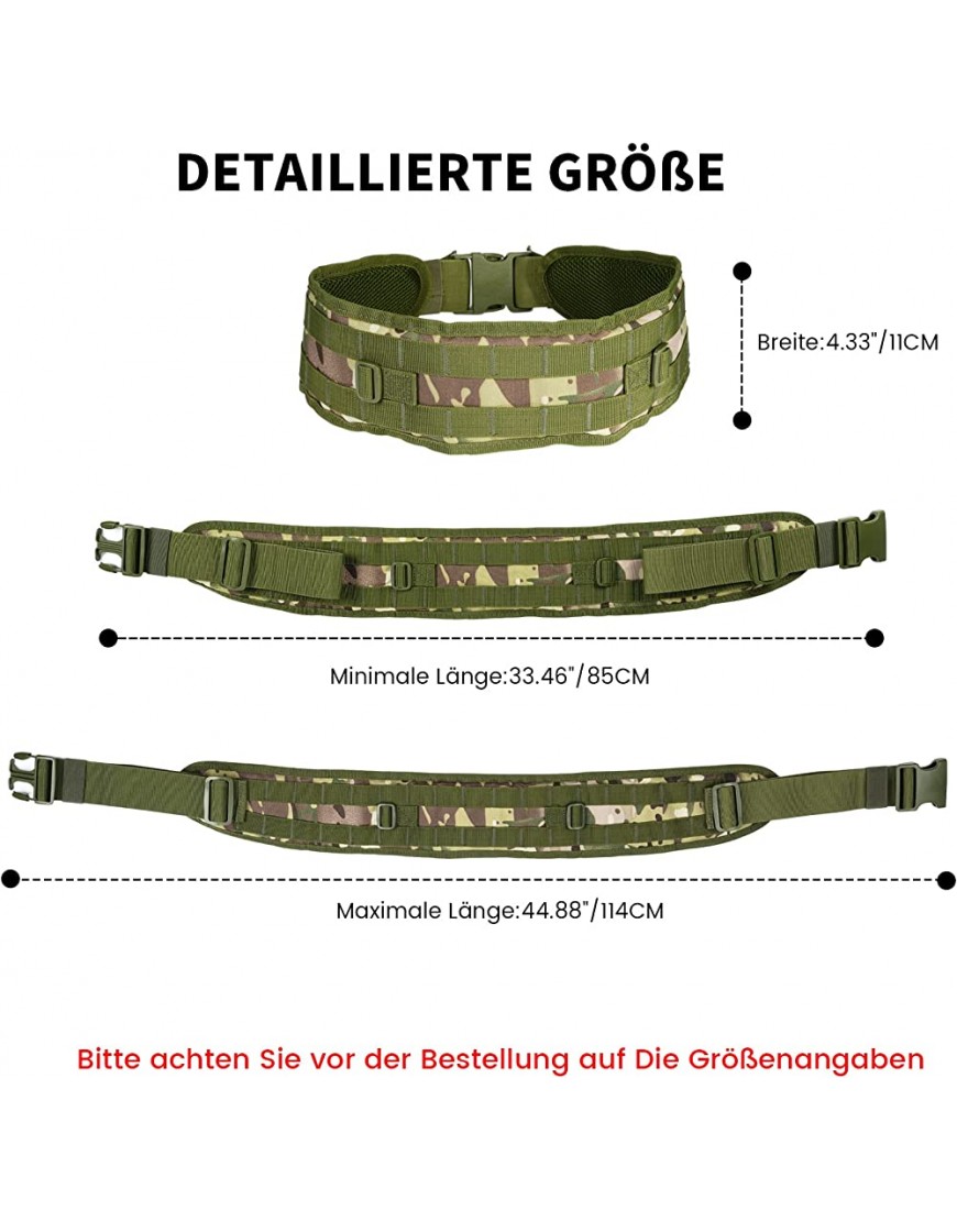 molshine Multifunktionaler Battle Taillengürtel,MOLLE Patrol Combat Bund für Militärische Ausbildung,Schießen - BXHPYE3A