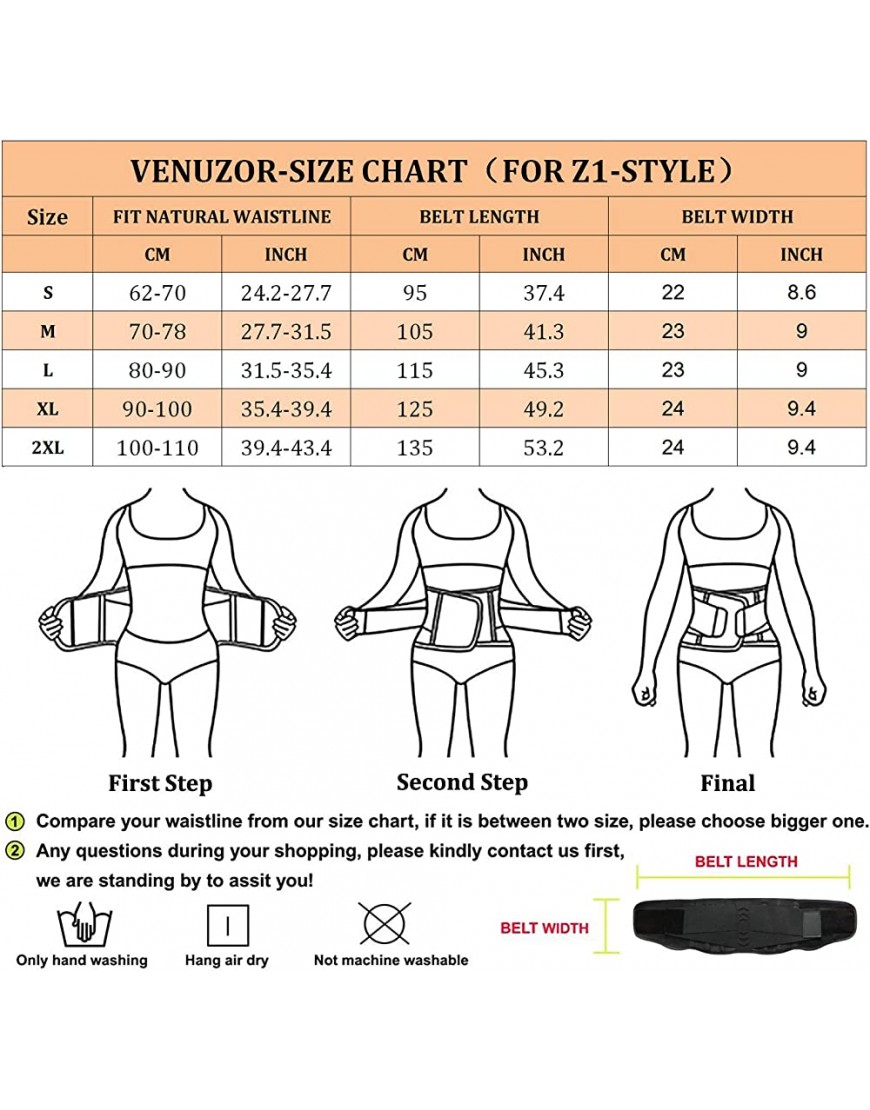 VENUZOR Taillentrainer-Gürtel für Frauen – Taillenmieder Trimmer – Bauchweggürtel – Sport Girdle Belt UP-Graded - BTZMA1WW