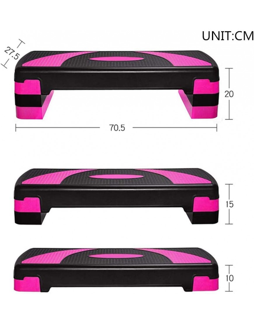 WanuigH Aerobic Step Aerobic-Übung Stepper Plattform for Schritt Workouts Fitness Pedal Heimsportgeräte Einstellbare Höhe Tägliche Übung Farbe : Rose red Size : 70.5x27.5x20cm - BBDPRWA2