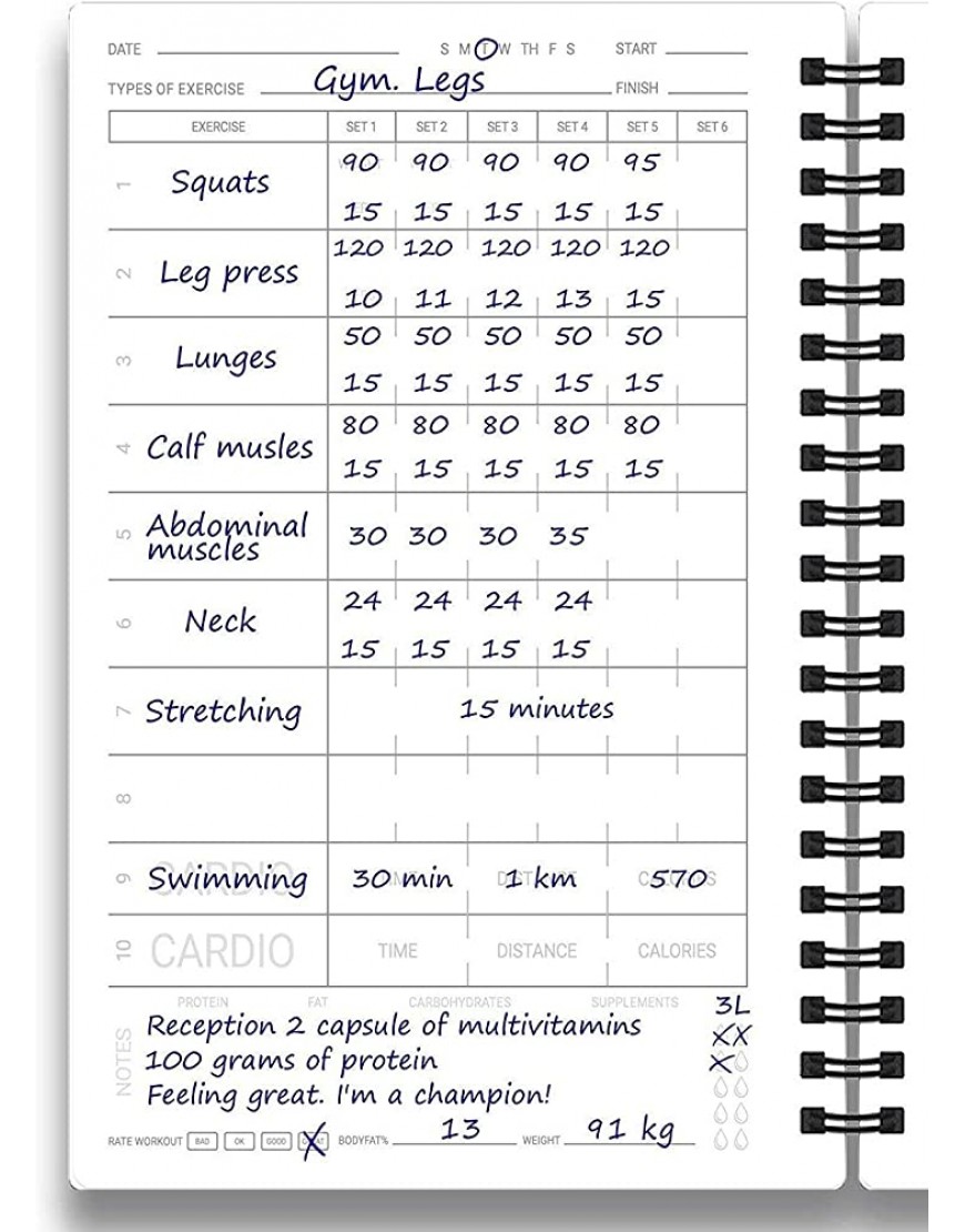 Cossac Fitness-Tagebuch & Workout-Planer – entworfen von Experten Fitness-Notizbuch Workout-Tracker Übungsprotokollbuch für Männer und Frauen - BZZFAAQ6