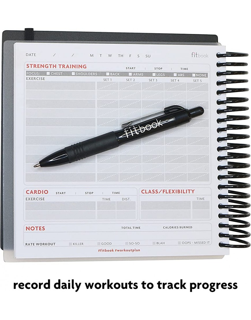 CR GIBSON Fitlosophy Fitbook Unisex Fitness-Tagebuch und Planer für Workouts Ernährung Gewichtsverlust und Bewegung Schwarz 16,5 x 14,5 cm - BYQMDQNH