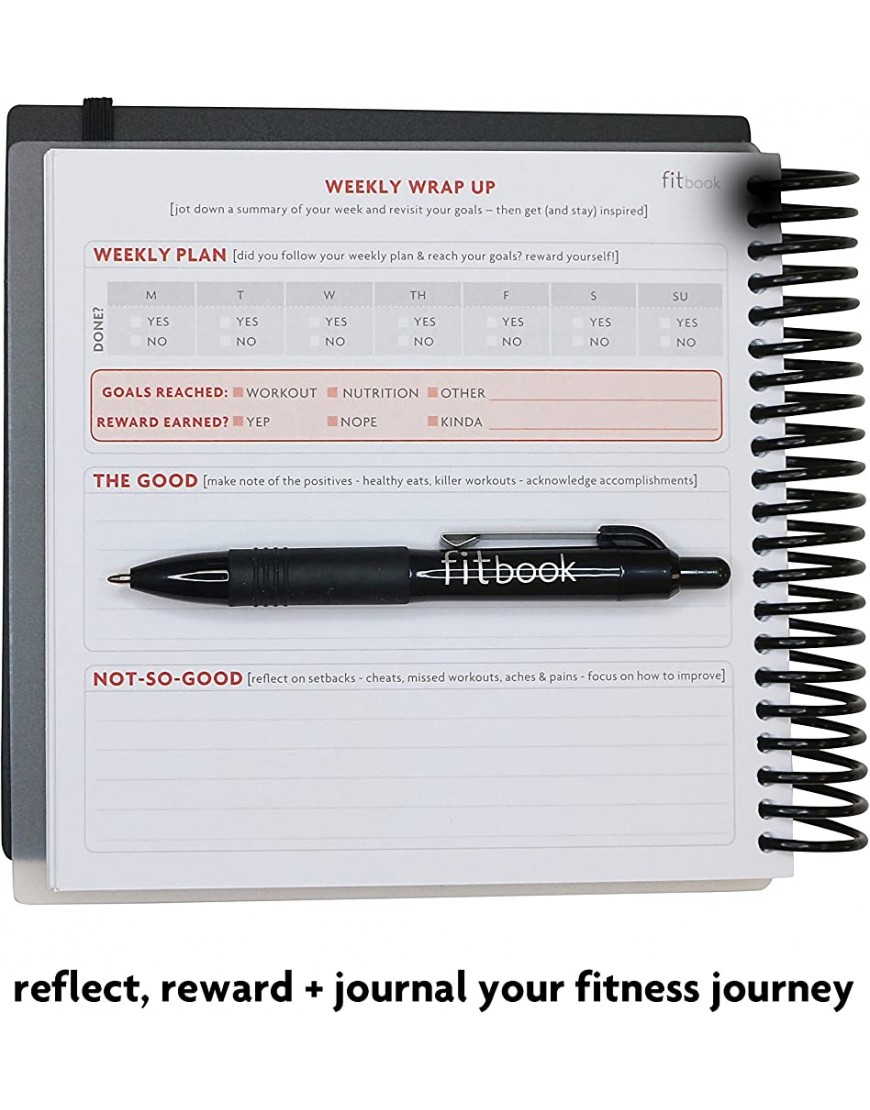 CR GIBSON Fitlosophy Fitbook Unisex Fitness-Tagebuch und Planer für Workouts Ernährung Gewichtsverlust und Bewegung Schwarz 16,5 x 14,5 cm - BYQMDQNH