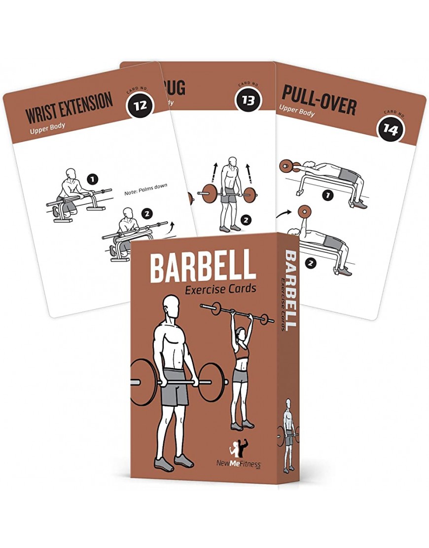 Exercise Cards Barbell By Newme Fitness Contains 50 Barbell Exercises Total Body Workout- Perfect For Home Workouts Your Personal Trainer Large Durable Waterproof 3.5"X5" Cards - BVOPZ46H