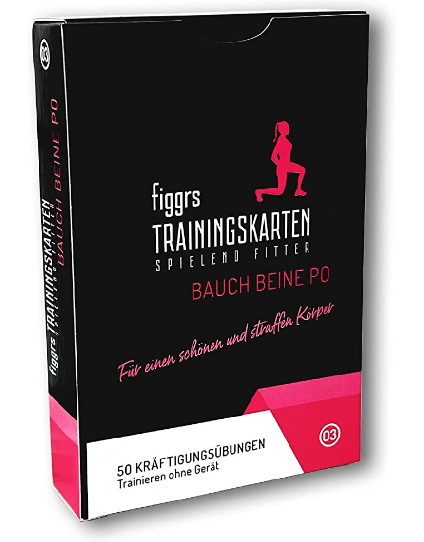 figgrs® Bauch Beine Po 57 Trainingskarten mit 50 Bodyshaping Fitness Übungen für einen schlanken & Straffen Körper I Sport ohne Gerät zuhause & überall durchführbar I Von Anfänger bis Profi - BSBJCMEJ