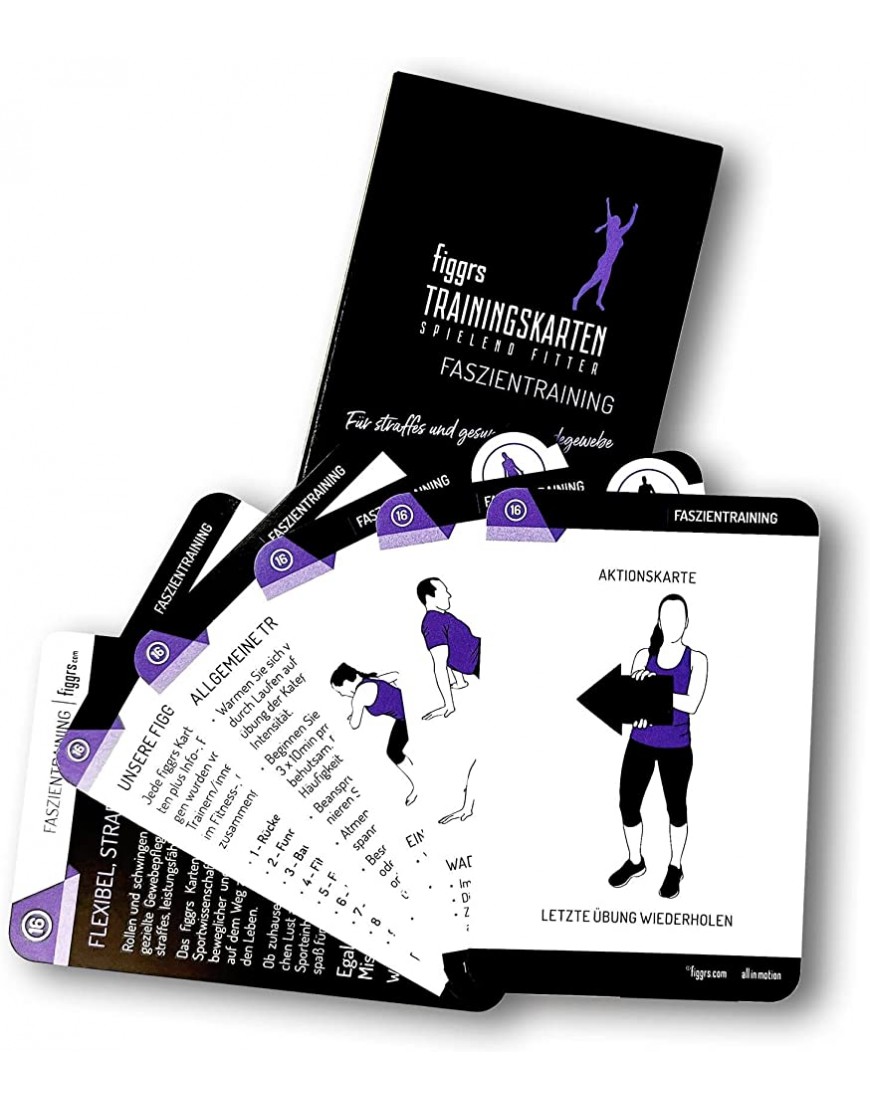 figgrs® Faszientraining I 57 Trainingskarten mit 50 Fitness Übungen für straffes und gesundes Bindegewebe I Sport und Workout für zuhause und überall - BZGUHBDM