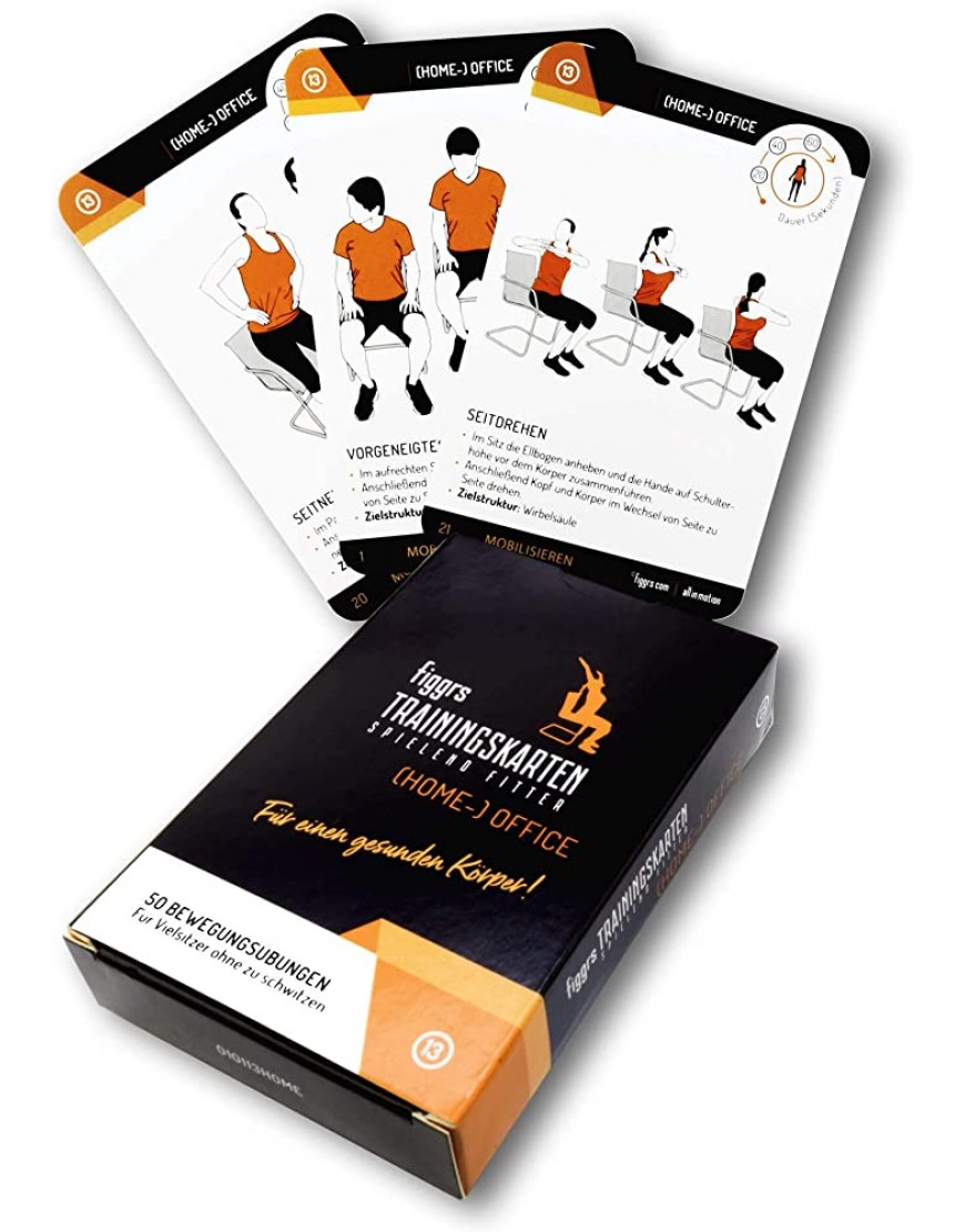 figgrs® Fit im Home- Office 57 Trainingskarten mit 50 Fitness Übungen für einen gesunden Körper I besonders für Vielsitzer I im Büro und überall durchführbar I für Männer und Frauen - BGZIY6J7