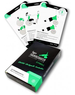 figgrs® Gymball 57 Trainingskarten mit 50 Fitness Übungen für vielseitiges Ganzkörper Training mit Gymnastikball I Workout Sport Karten zuhause & überall I von Anfänger bis Profi - BHIKCA8H