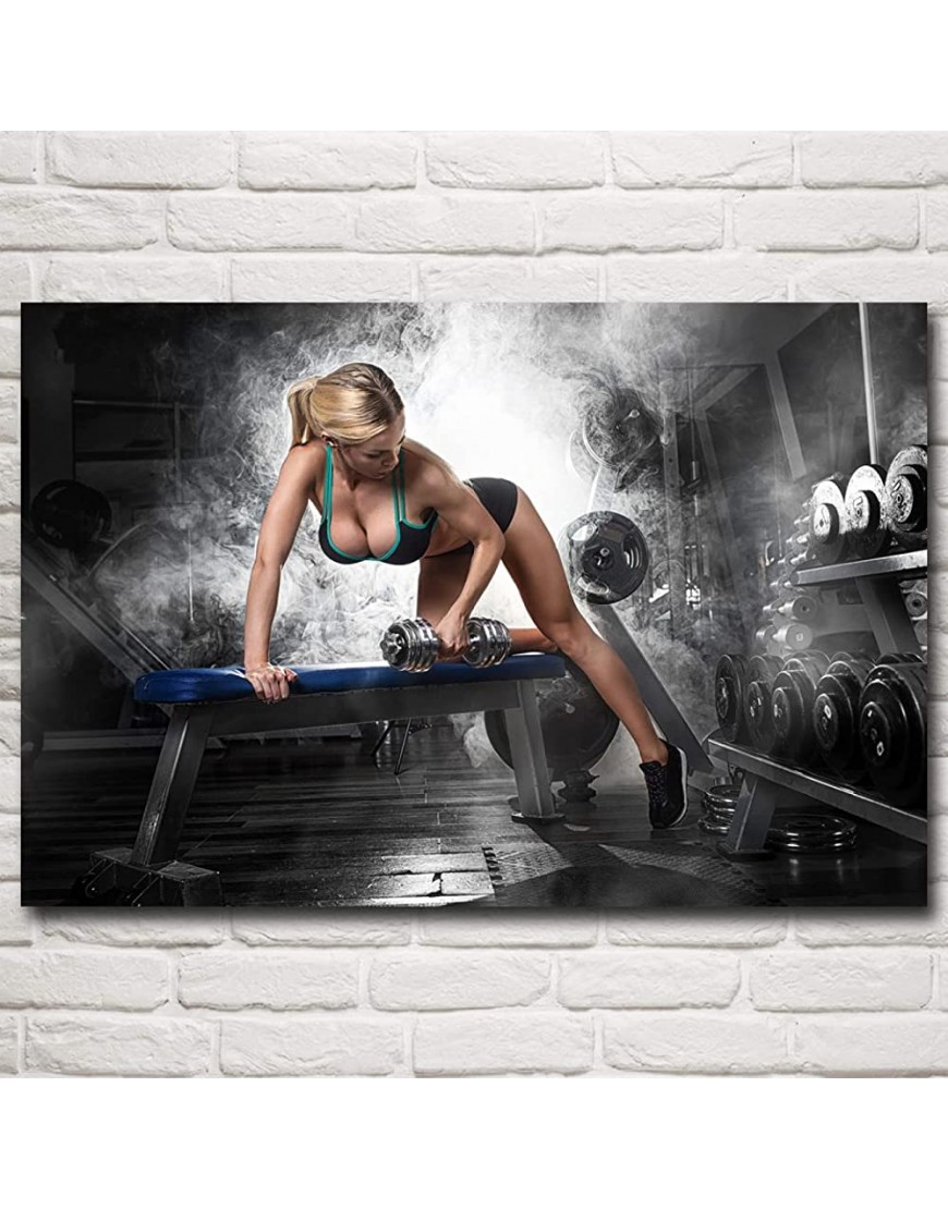 Fitness Modell Sport Frauen Hanteln Leinwand Malerei Wandkunst Bodybuilding Motivation Poster für Gym Sexy Lady Print Room Dekor - BTLDR878