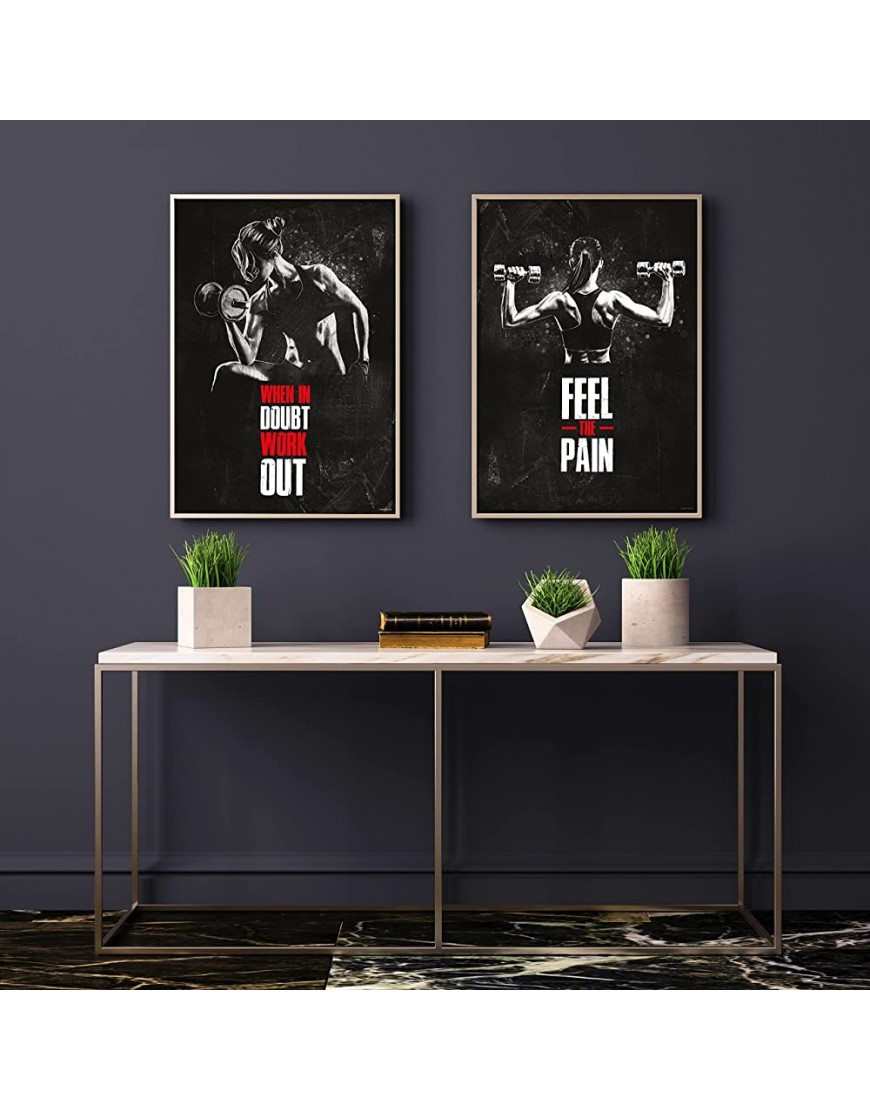 GREAT ART® Fitness Poster-Set 3 Stk. je 59,4 x 42 cm – Din A2 Wand-Poster Plakat Dekor Bild Studio Kraft-Training Body Building Motiv Spruch Gewichte Workout Muskeln Frauen Motivation - BAYOY1KA
