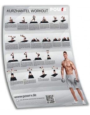 POWRX Trainingsposter Übungsposter Kurzhantel mit den besten 20 Hantel Übungen I DIN A1 Workout Poster versch. Farben - BBGDC1J6