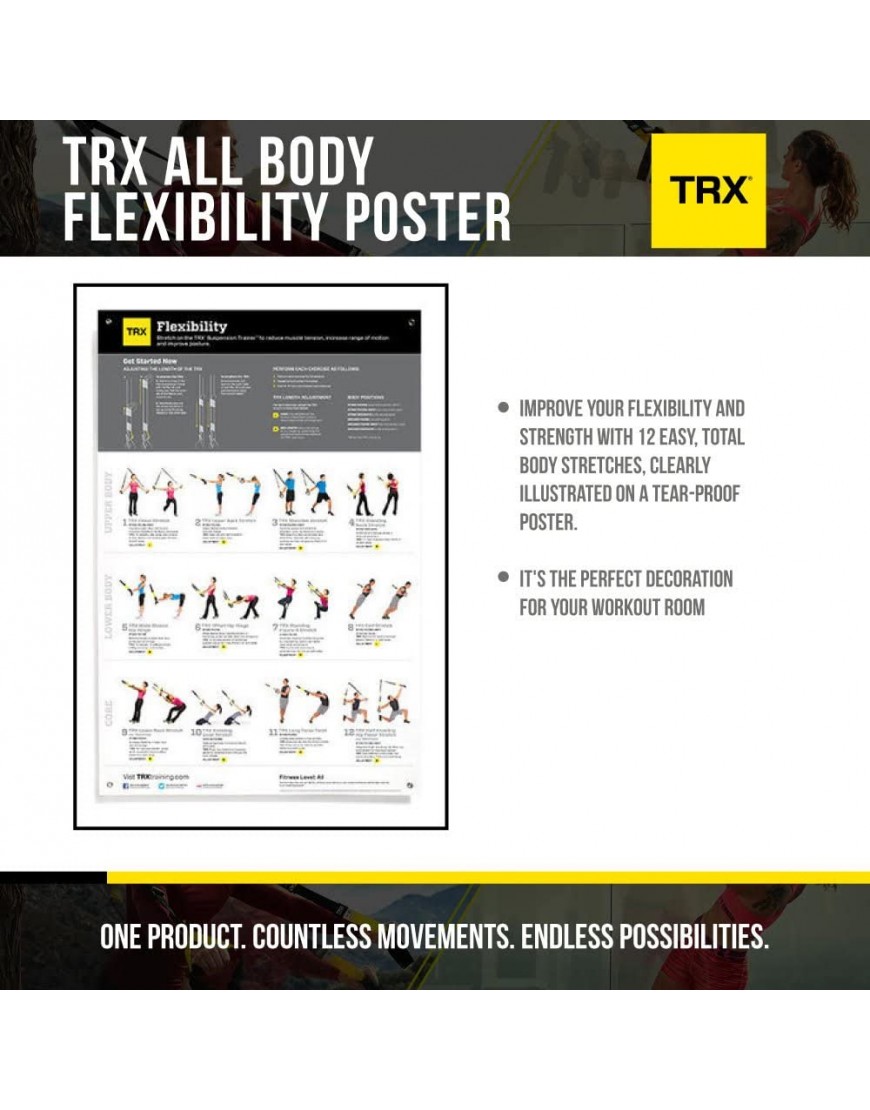 TRX Ganzkörper-Flexibilitätsposter reißfestes und auslaufsicheres Poster für das Fitnessstudio zu Hause - BGVIPWE4