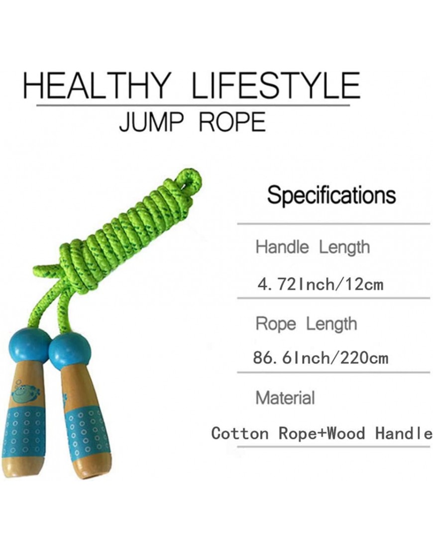 Aranticy Springseil Kinder Kinder einstellbar Baumwolle Seilspringen mit Cartoon Holzgriff 220CM Rope Skipping Jump Ropes Seilspringen für Jungen und Mädchen ideal für Fitness Training - BIXIRA8E