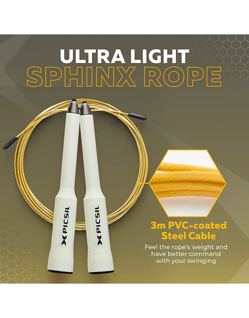 PICSIL Sphinx Speed Rope Speed Rope mit 360-Grad-Drehung Doppellager-System Home Workout Boxen Fitness & Kondition Geeignet für Männer Frauen und Kinder - BCOMXK52