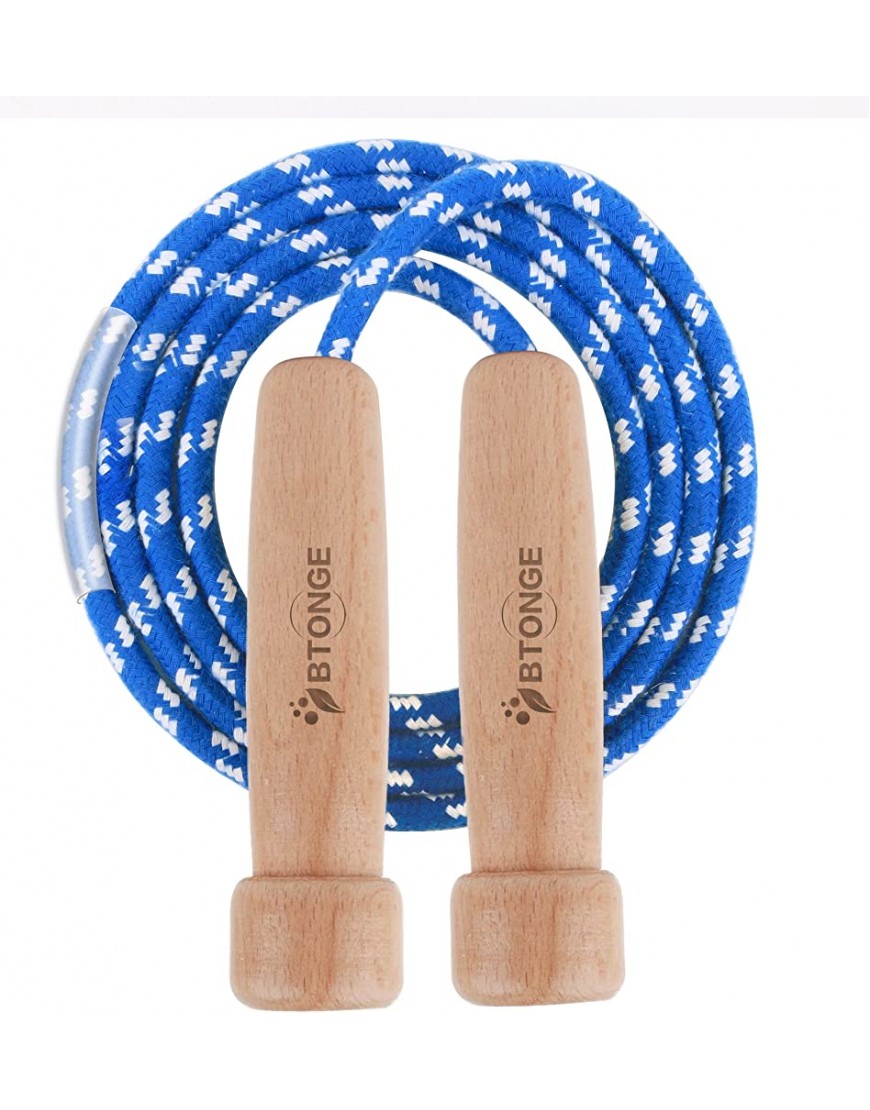Springseil Erwachsener BTONGE Traditionelles Verstellbares Baumwoll Seilspringen mit Natürlichem Holzgriff Speed Jump Rope für Fettverbrennung & springen Übung & Fitness 300CM 9.8FT - BXKYZAQW