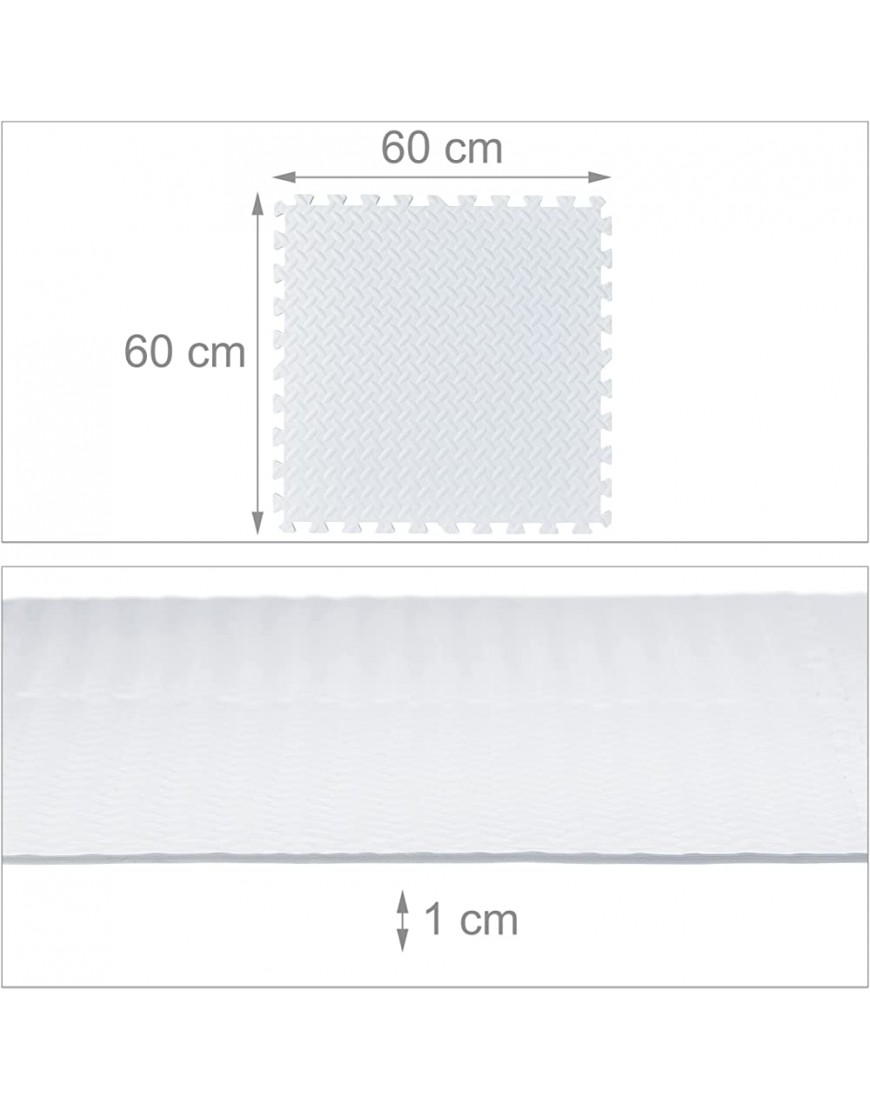16 x Bodenschutzmatte 60x60 cm Schutzmatten mit Rand Eva 6m² Gesamtfläche Unterlegmatte für Fitnessgeräte weiß - BHLLH2VB