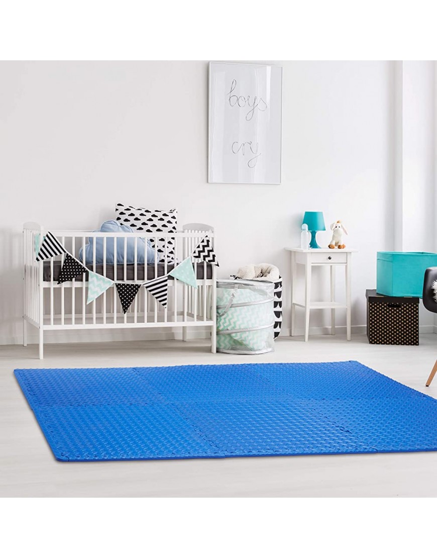 Relaxdays Bodenmatte 8 Schmutzmatten für Fitness & Fitnessgeräte mit Randstücken EVA Fläche 3 m² BxT 60x60 cm blau - BTKEBKH3