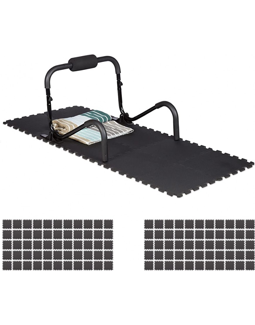 Relaxdays Bodenschutzmatte Fitnessgeräte 30x30cm 24er Set 2,1m² stoßdämpfende Schutz Unterlagen Stärke 1cm schwarz - BRTLAHEV