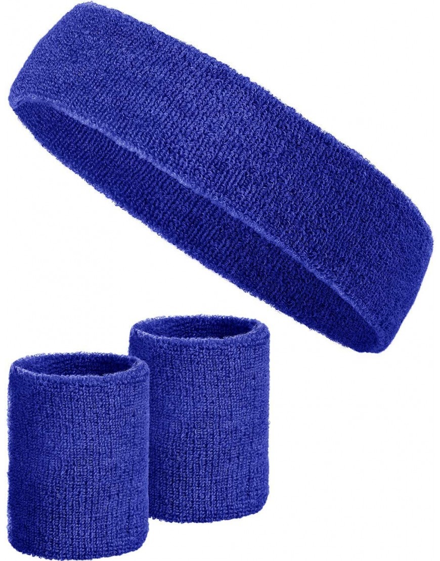 Balinco 3-teiliges Schweißband-Set mit 2X Schweißbändern für die Handgelenke + 1x Stirnband für Damen & Herren - BQOZGDVJ