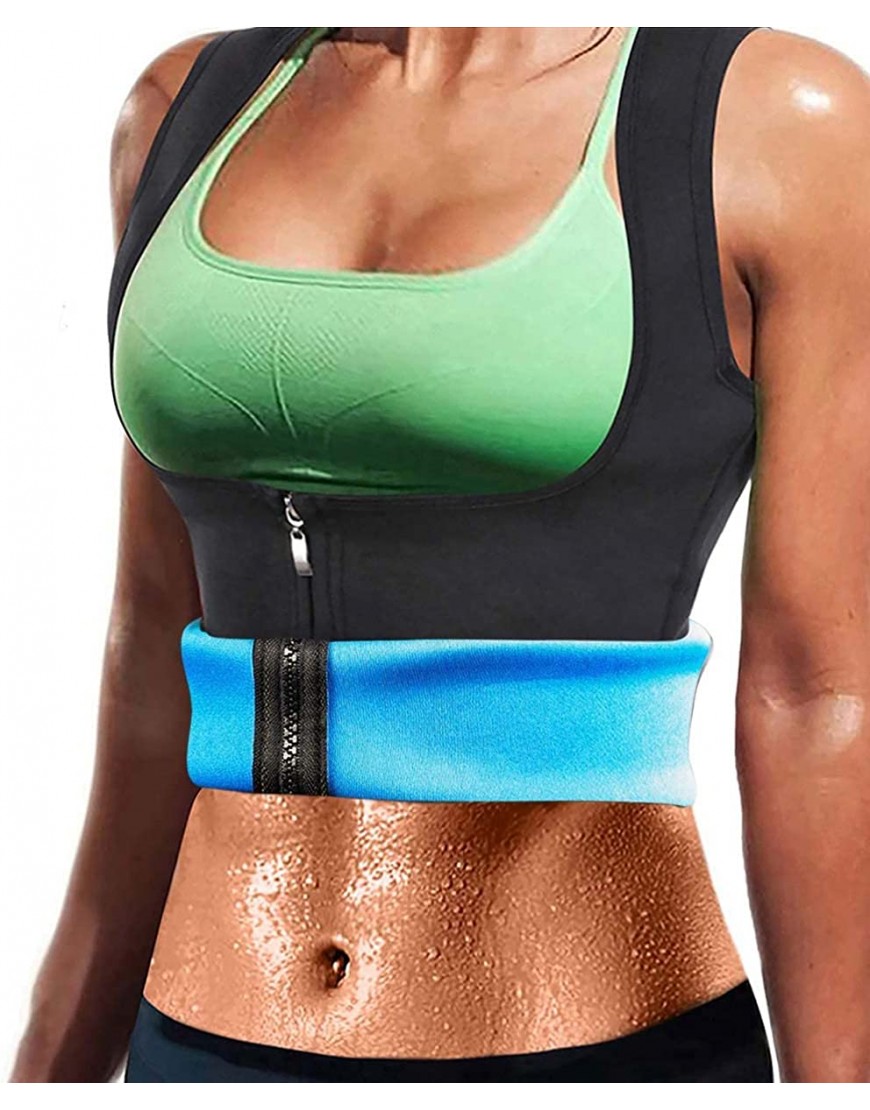 Damen Sauna Effekt Anzug Taille Trainer Weste Zipper Abnehmen Neopren Korsett Fitness Shapewear Kompression Top Körperformer für Workout Shirt - BHGFT32N