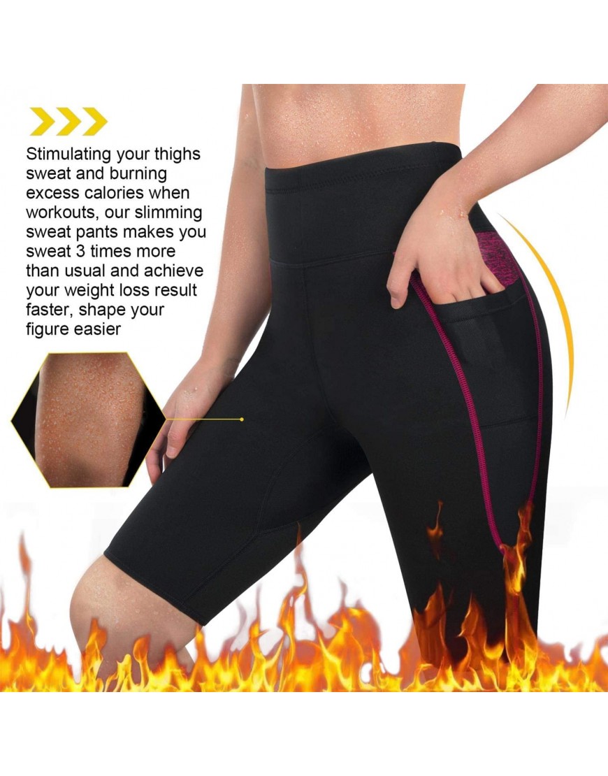 KUMAYES Sauna Shorts Damen Hose Neopren Body Shaper Hosen Sauna Effekt Workout Sporthose Leggings Slimming Schwitzhose Capri - BBYONQ72