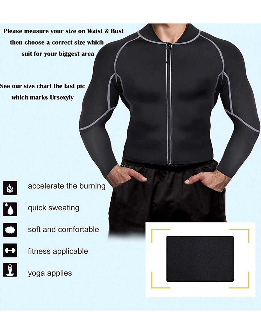 Memoryee Herren Sauna Sweat Zipper Workout Shirt für Gewichtsverlust Hot Neopren Korsett Taille Trainer Body Top Langarm Shapewear Abnehmen Sport Weste - BHYLDAJH