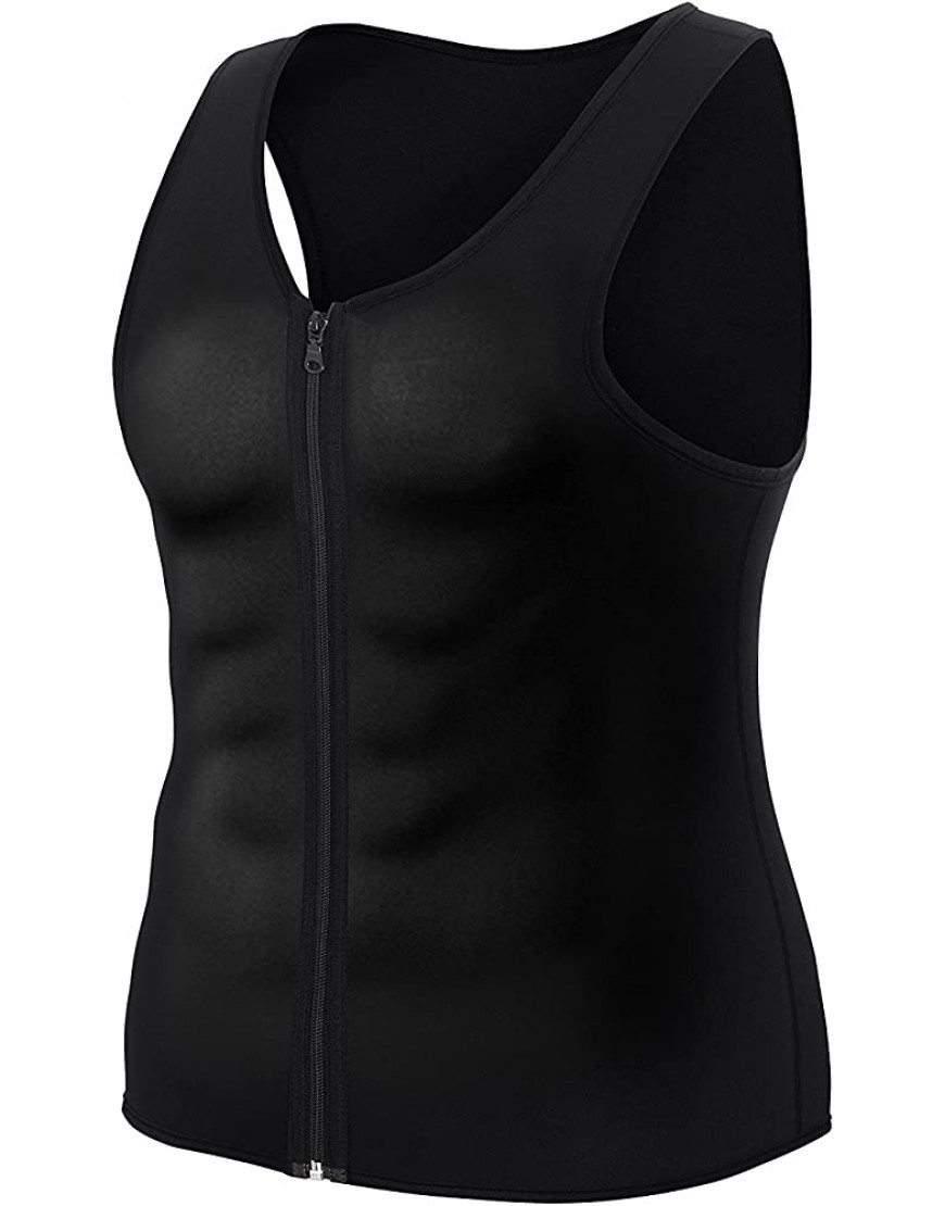 Yokald Herren Sauna Schweiß Weste Zipper Anzug Neopren Korsett Fitness Shapewear Kompression Taille Trainer Top Körperformer für Workout - BVEGOH1N