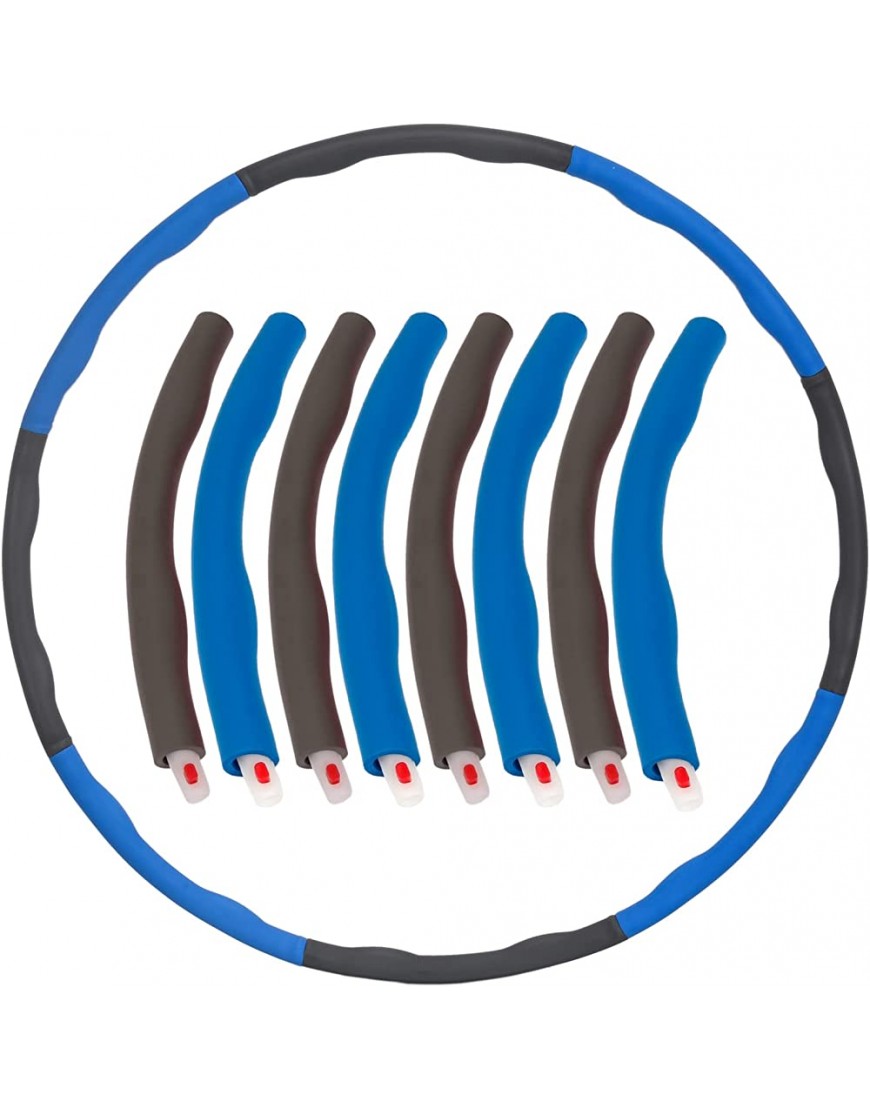 FunTomia Hula Hoop Reifen für Erwachsene mit 6-8 steckbaren Soft-Elementen zum Abnehmen Fitness Training Hoola HUP Hullahub Hula zum Trainieren der Bauchmuskeln blau-grau - BVUFKWJ6