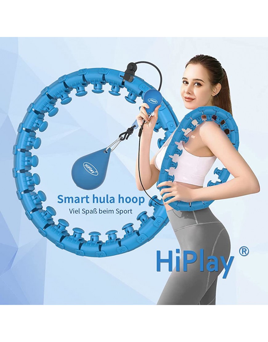 HiPlay Smart Hula Hoop Nicht Runter Fällt Smart Reifen Hoop Fitness 24 Verstellbare Smart Hula Hoop Reifen Erwachsene für Anfänger Fitness und Gewichtsverlusttraining - BOYHI4A7