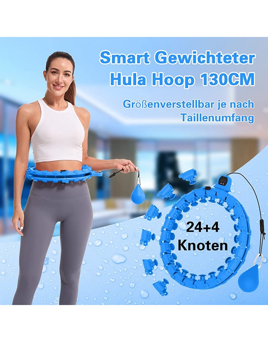 Hula Hoop Reifen Erwachsene & Anfänger Smart Hula Hoop mit Zähler Hullahub Reifen zum Abnehmen Fitness Hoop mit Gravitationsball und 360° Massage 28-Teiliger Abnehmbarer Hula Hoop - BZIKBK76