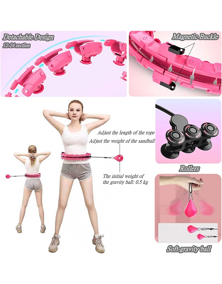 Hula Reifen Hoop Smart Fitness für Erwachsene zur Gewichtsabnahme und Massage Hula-Ring 24 Segmente verstellbare Größe fällt Nicht gewichtet Sportausrüstung für Anfänger - BNRMO754
