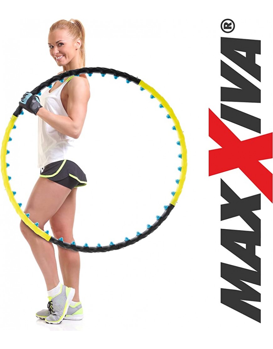 MAXXIVA Hula Hoop Reifen Schwarz 108 cm Erwachsene Fitness 80 Magnete 1,5 kg Home-Training Yoga Pilates Reha Sport Workout Massage - BRIWT2HH