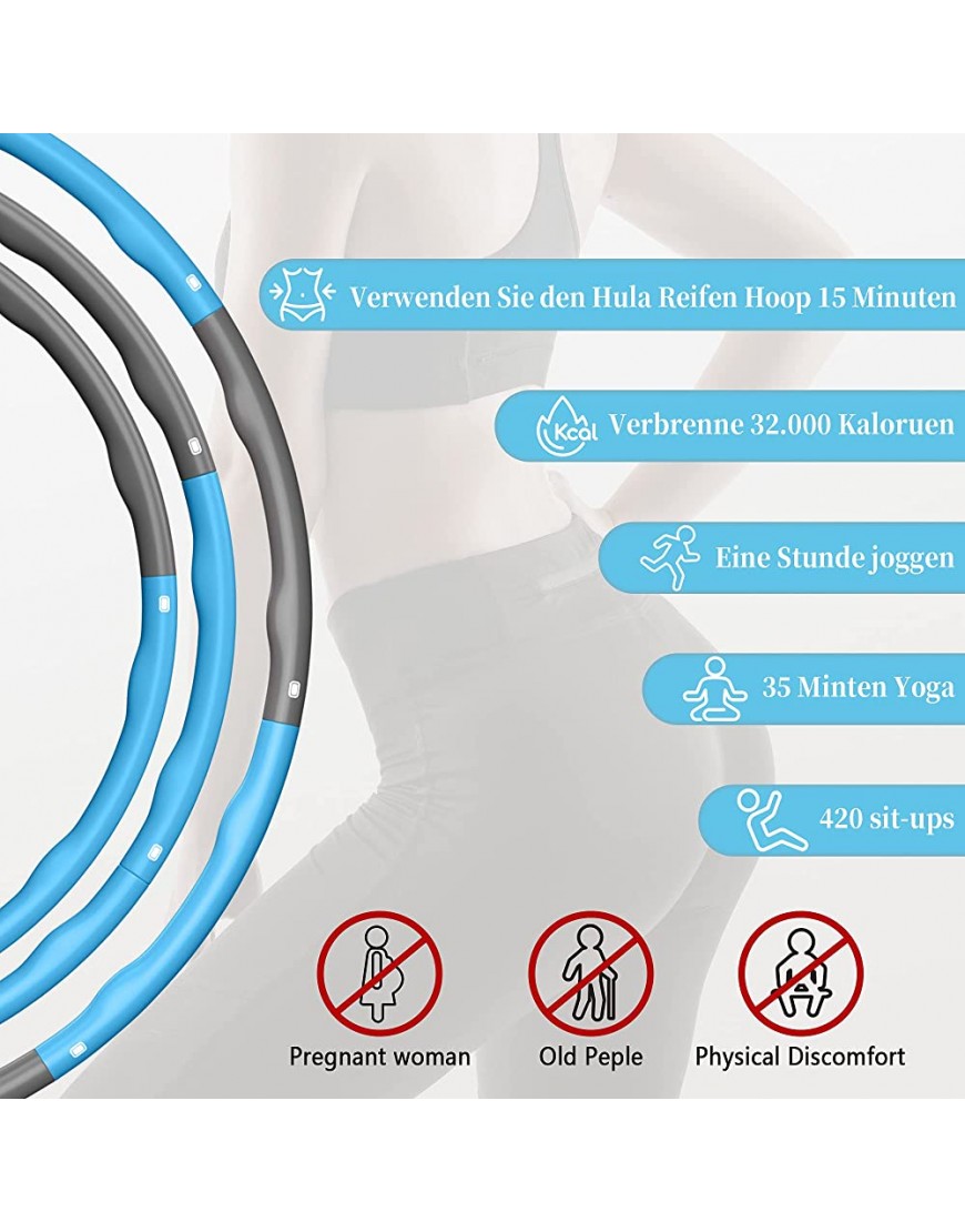 MpioLife Hula Hoop Reifen Schnell Abnehmen Durch Lustige Art zu Trainieren 6-8 Segmente Abnehmbarer Hula Hoop für Erwachsene & Kinder Geeignet Für Fitness Sport Zuhause BüRo Bauchformung 1.2Kg - BRFQKD3K