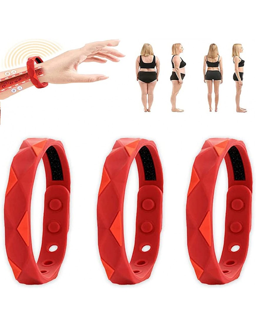3PCS Redup Far Infrared Negative Ions Wristband Infrared Negative Ions Wristband Negative Ion Anti-Static Sports Bracelet Adjustable Silicone Ultrasonic Therapy Bracelet for Fat Burn 3pcs Red - BHYJC137