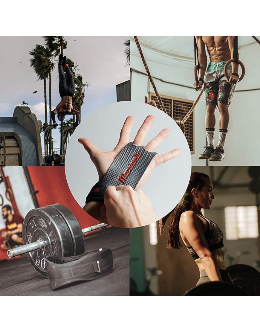 Carbon Pull Up Grips 2-Loch für Crossfit Klimmzüge Bodybuilding & Turnen – DIE Alternative für Fitness Handschuhe & Trainingshandschuhe – Schützt vor Rissen & Hornhaut Damen & Herren - BQMOIQN1