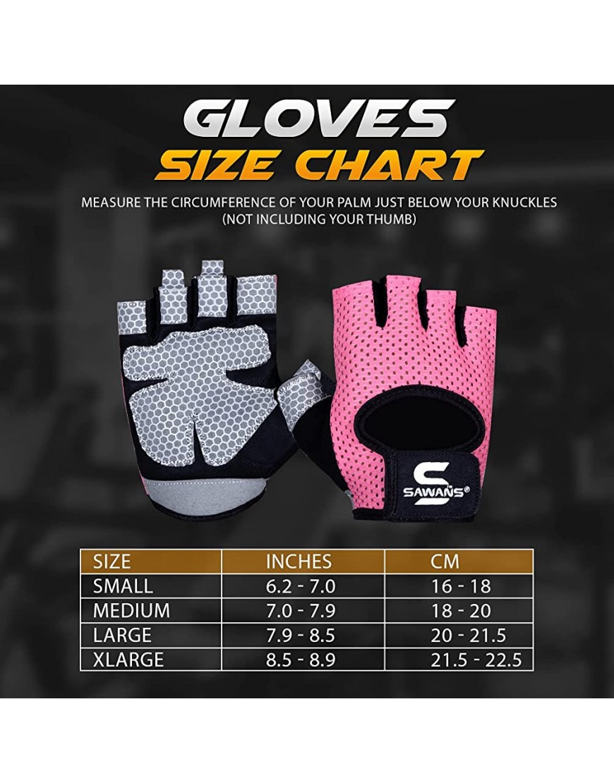 Gym Gloves for Men & Women Weight Lifting Fitness Gloves Breathable Ladies Gloves Training Non-Slip Silicone Padded Palm Grip Protection Exercise Workout Cycling Pull Ups Microfiber - BZERI7BV
