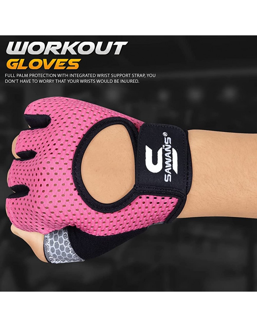 Gym Gloves for Men & Women Weight Lifting Fitness Gloves Breathable Ladies Gloves Training Non-Slip Silicone Padded Palm Grip Protection Exercise Workout Cycling Pull Ups Microfiber - BZERI7BV