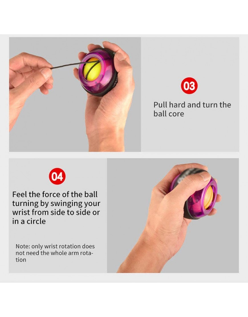 W-Lynn LED-Handgelenk-Trainingsball Handgelenk-Trainingsgerät-Zentrifugalkugel LED-Handgelenk-Trainingsgerät für den Heim- und Fitnessbereich Druckentlastung Fingerrehabilitations-Trainingsball - BQGNZ7MK