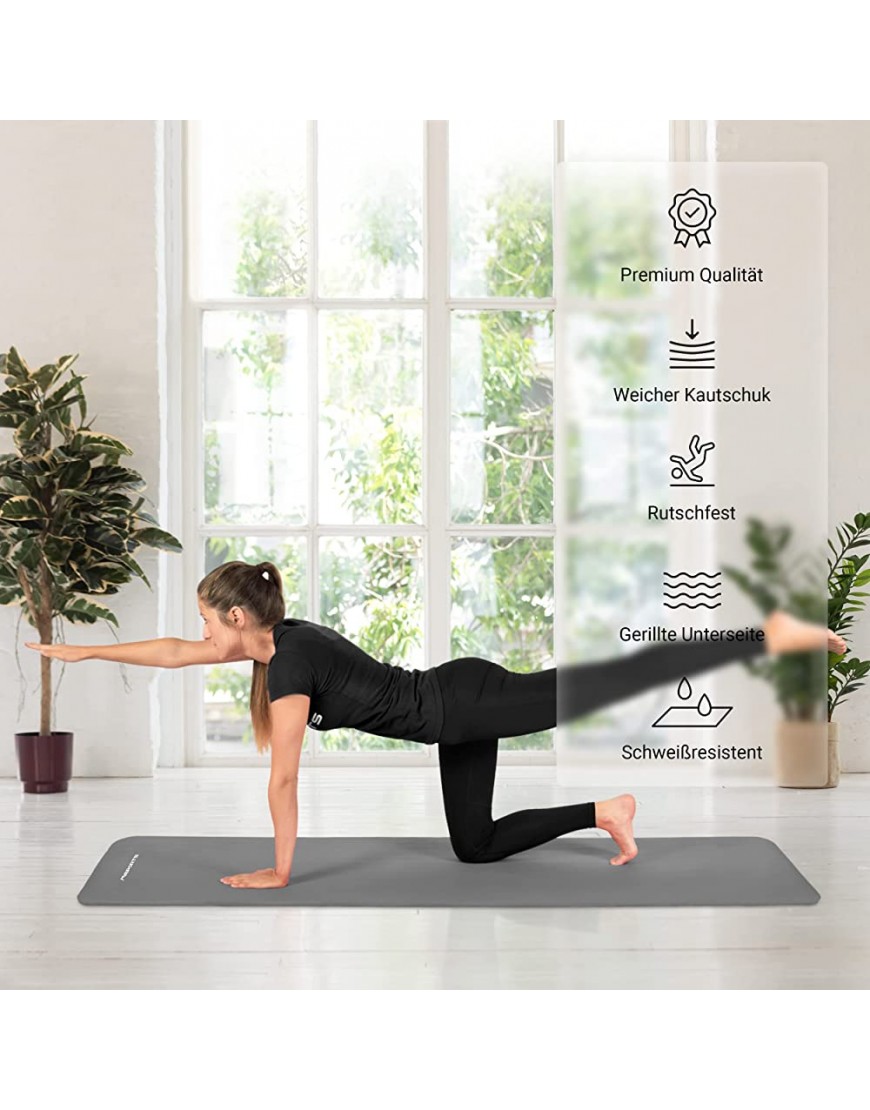 MSPORTS Gymnastikmatte | Yogamatte Premium rutschfest inkl. Tragegurt + Übungsposter + Workout App I Hautfreundliche Phthalatfreie Fitnessmatte 190 x 60 80 oder 100 x 1,5 cm versch. Farben - BYXDKM8H