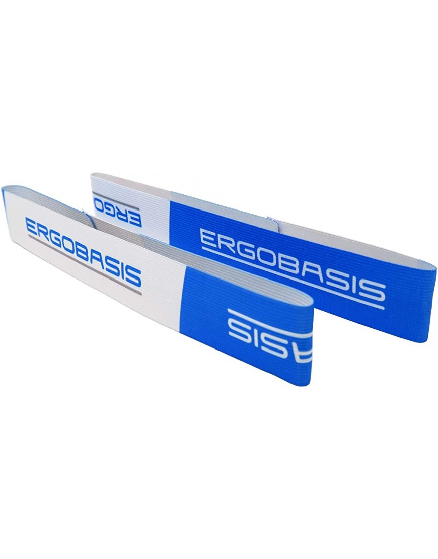 Ergobasis Halteband Haltegurt für Gymnastikmatten 2er-Set zum Fixieren von zusammengerollten Fitnessmatten blau-weiß Logo - BYQZKK19
