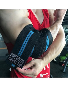 HYFAN Professionelle Ellenbogenbandagen mit elastischen Bändern Unterstützung für Gewichtheben Workout Bodybuilding Fitnessstudio - BLBLUHV5