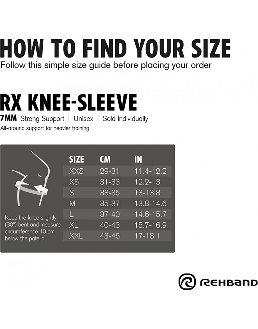 Rehband Rx Kniebandage Kniestütze 7mm Gewichtheben Powerlifting - BPRPF1KM