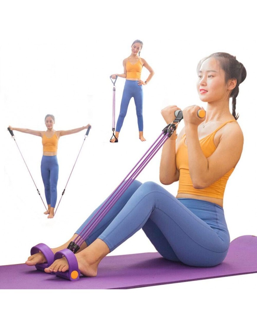 NMNMNM Pedal-Widerstandsband Fitness-Expander elastischer Arm-Stretch-Kordelzug Yoga-Zugseil Sit-Ups 4 Widerstandsbänder Sit-Up-Übung Lila - BSJQG14J