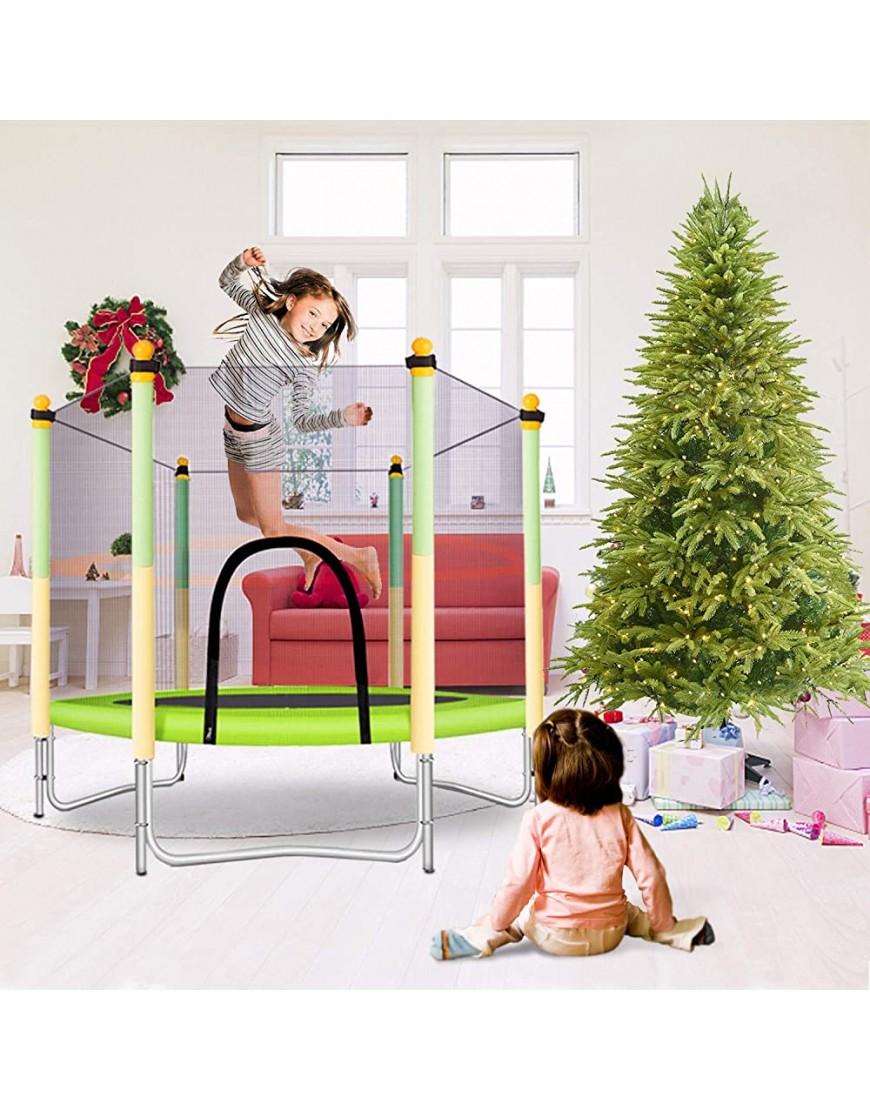5 FT Kindertrampolin mit Sicherheitseinhausung Indoor oder Outdoor Trampolin für Kinder zum Geburtstag Weihnachten Gelb und Grün - BCJHW6D8