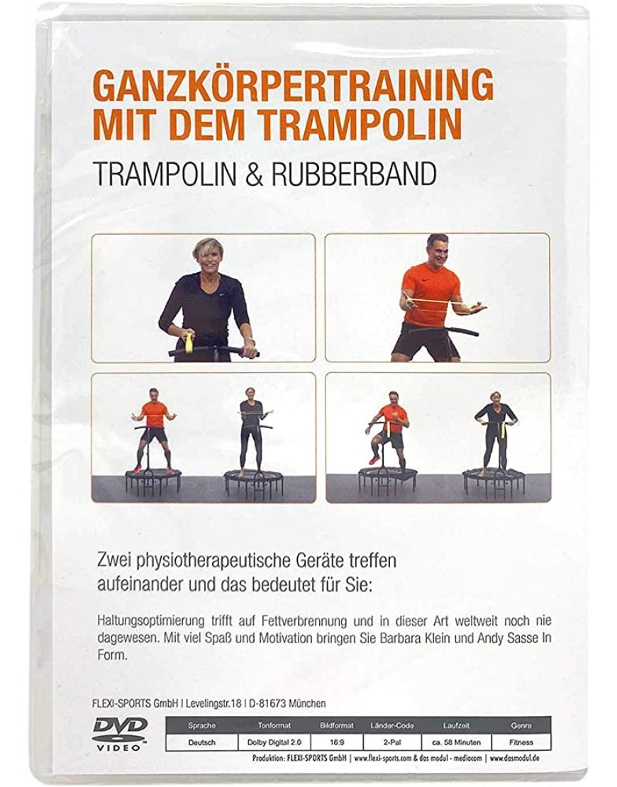 FLEXI-SPORTS® DVD Ganzkörpertraining mit dem Trampolin Trampolin & Rubberband Sprache Deutsch Bildformat 16:9 2-Pal Laufzeit ca. 58 Minuten - BKPICM82